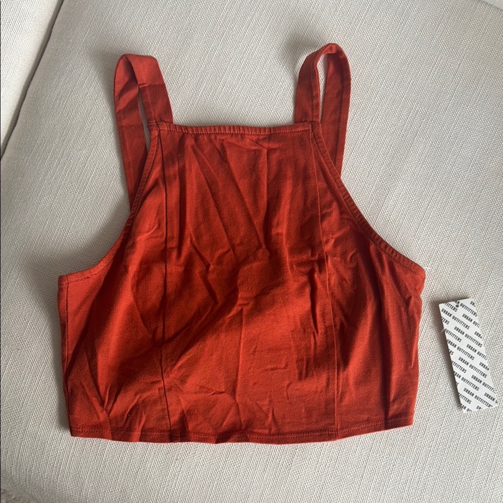 Urban Outfitters Red Sleeveless Fitted Crop Tank Top